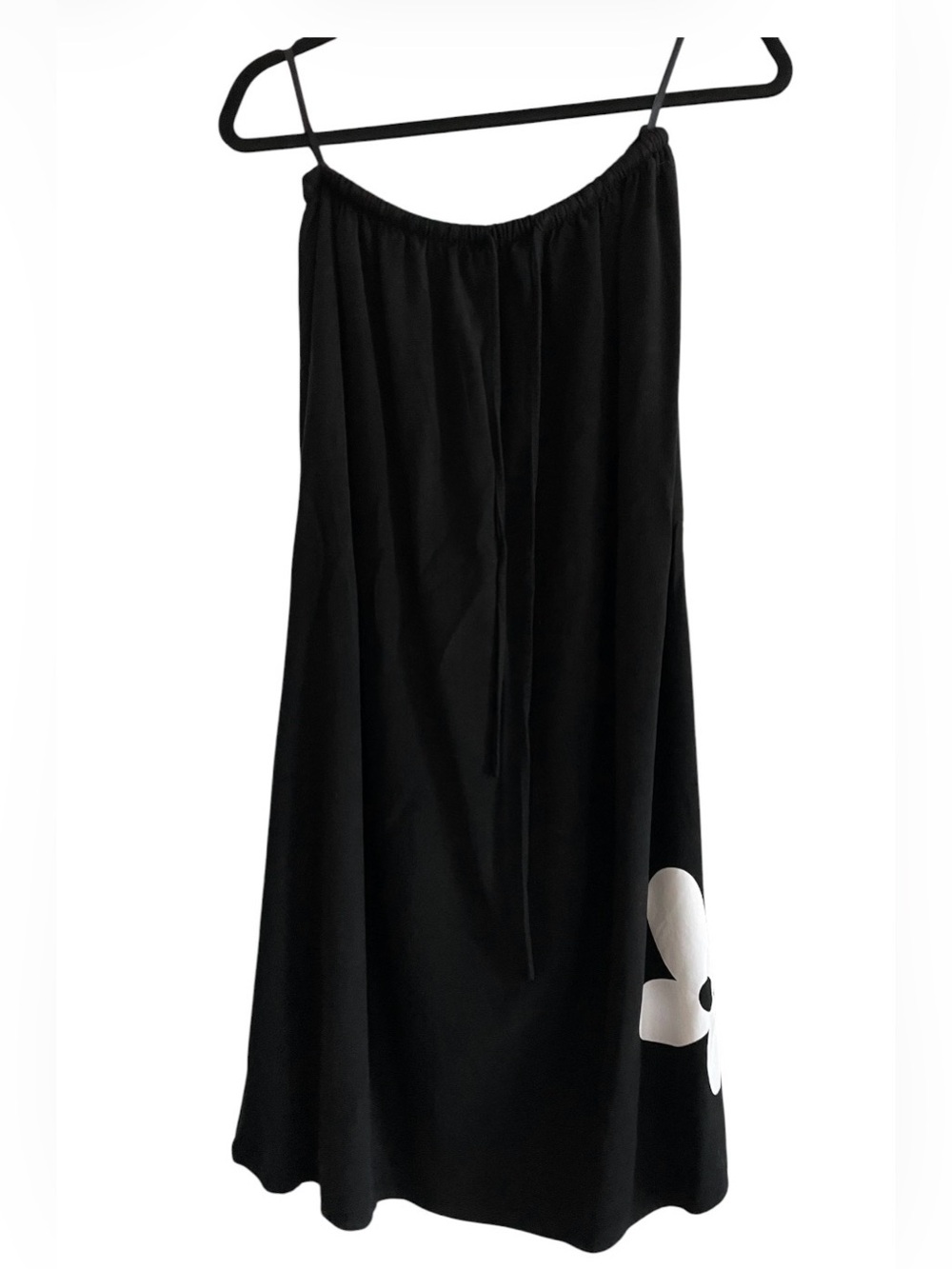Ella Blue - Black Floral Midi Skirt with Drawstring